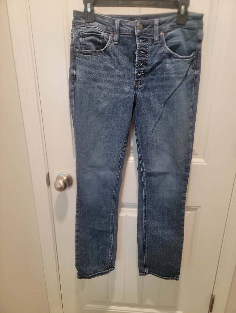 Plus Sz33-14 Silver Jeans Most Wanted Button Fly Straight Leg Denim Blue Jeans
